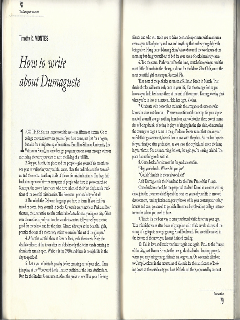 How To Write About Dumaguete by Timothy Montes - Rotated | PDF
