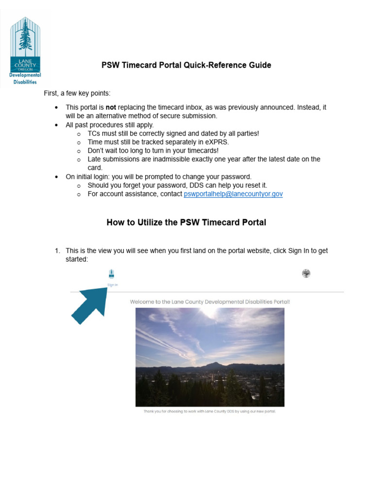Psw timecard portal quick reference guide pdf password system