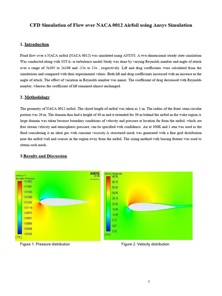 CFD Simulation of Flow Over NACA 0012 Airfoil Usin | PDF | Lift (Force ...