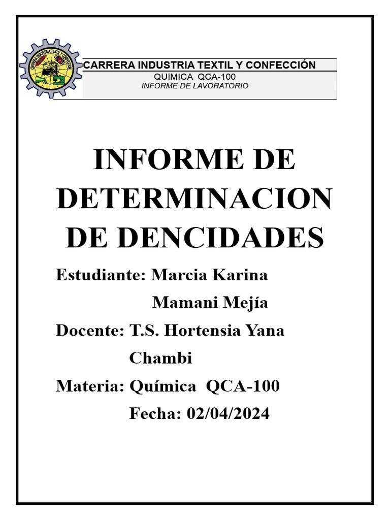 Determinación de Densidad | PDF | Densidad | Metrología