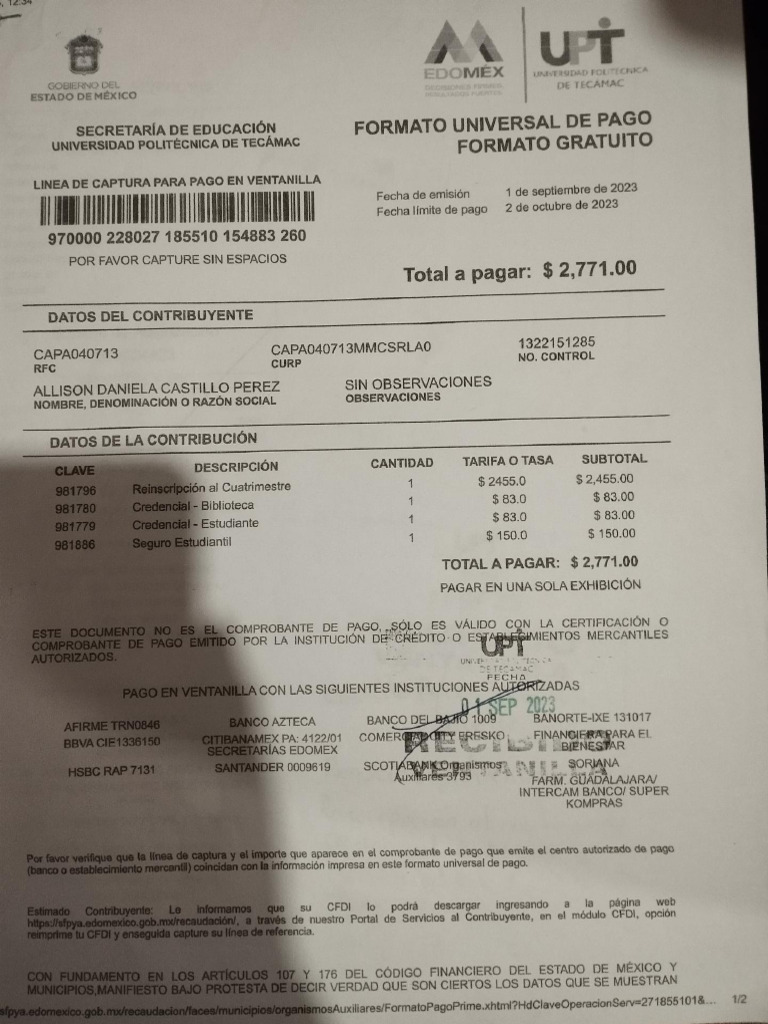 Formato De Pago Pdf