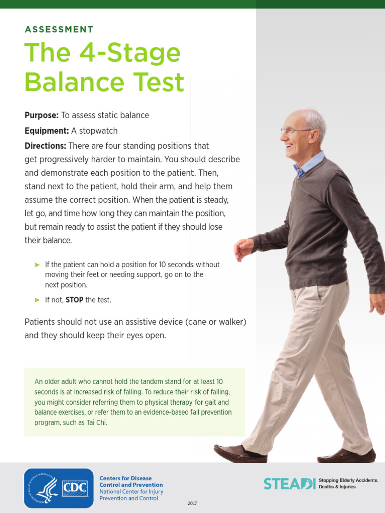 4-Stage Balance Test for Fall Risk Assessment | PDF | Balance (Ability ...