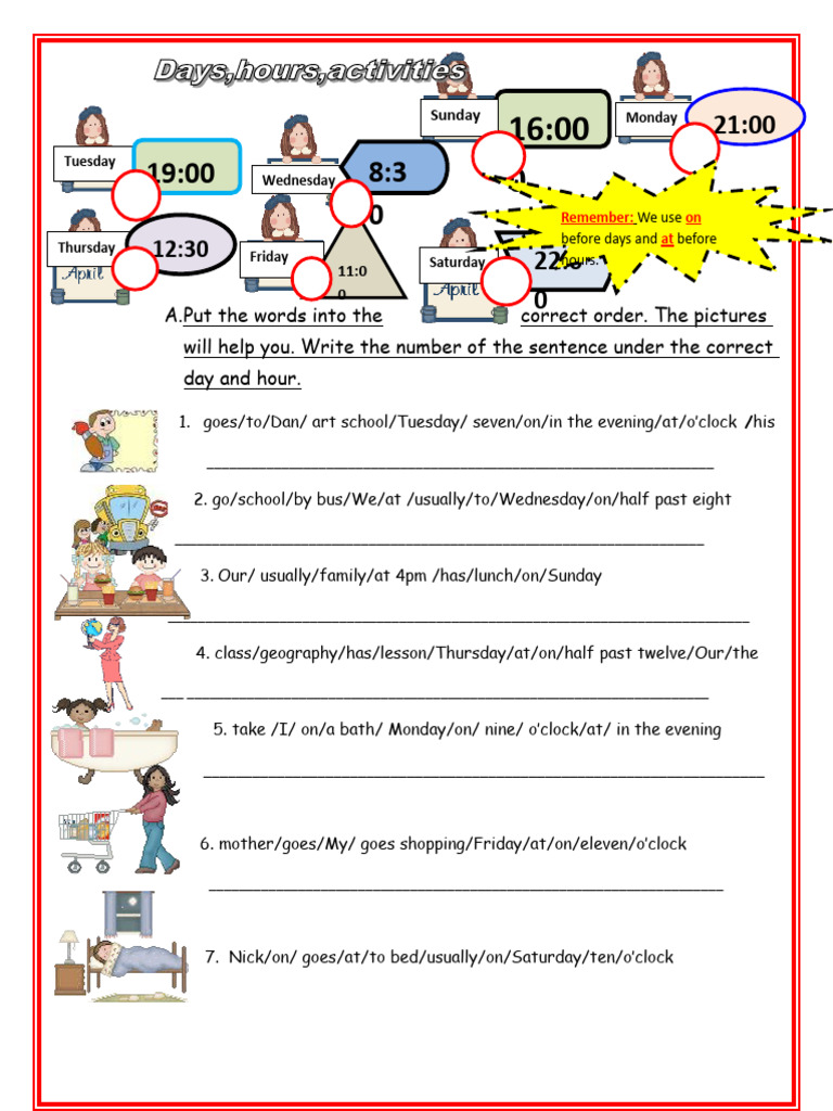 Days Hours Activities Fun Activities Games - 6108 | PDF