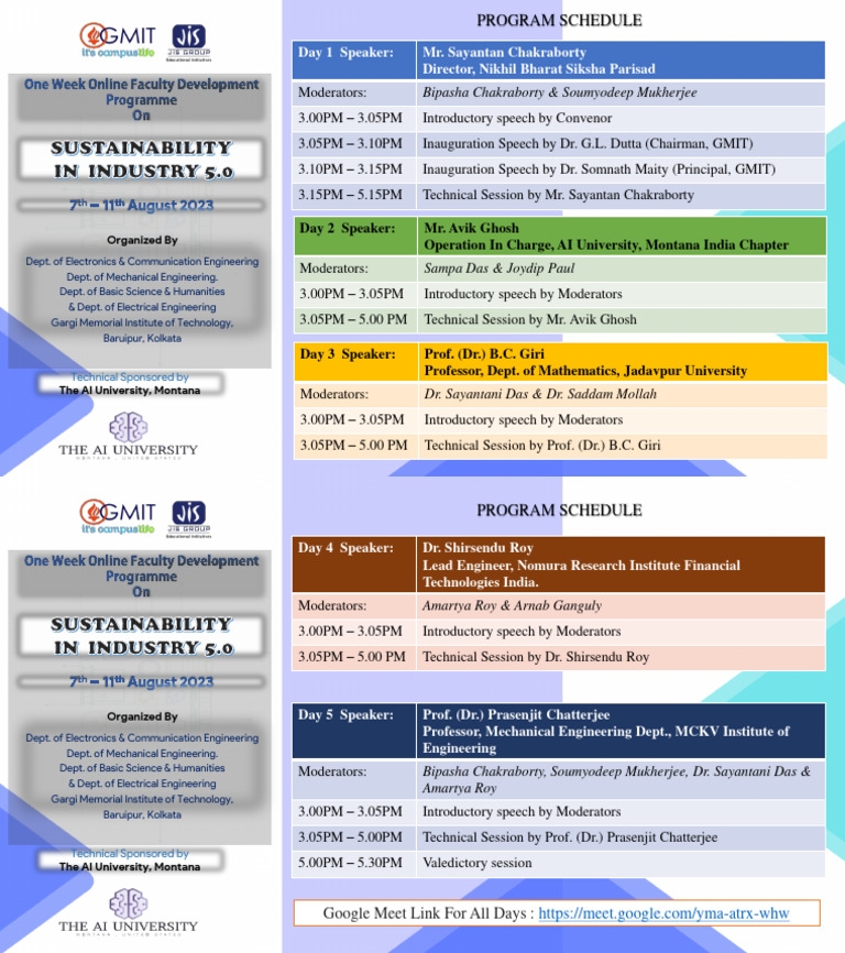 FDP All Days Schedule | PDF | Engineering | Physical Sciences