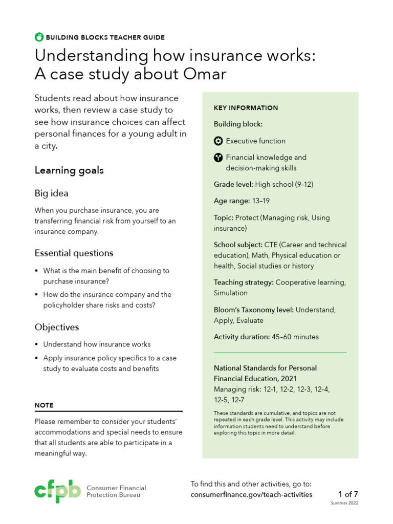 Understanding Insurance: Omar's Case Study | PDF | Insurance | Deductible