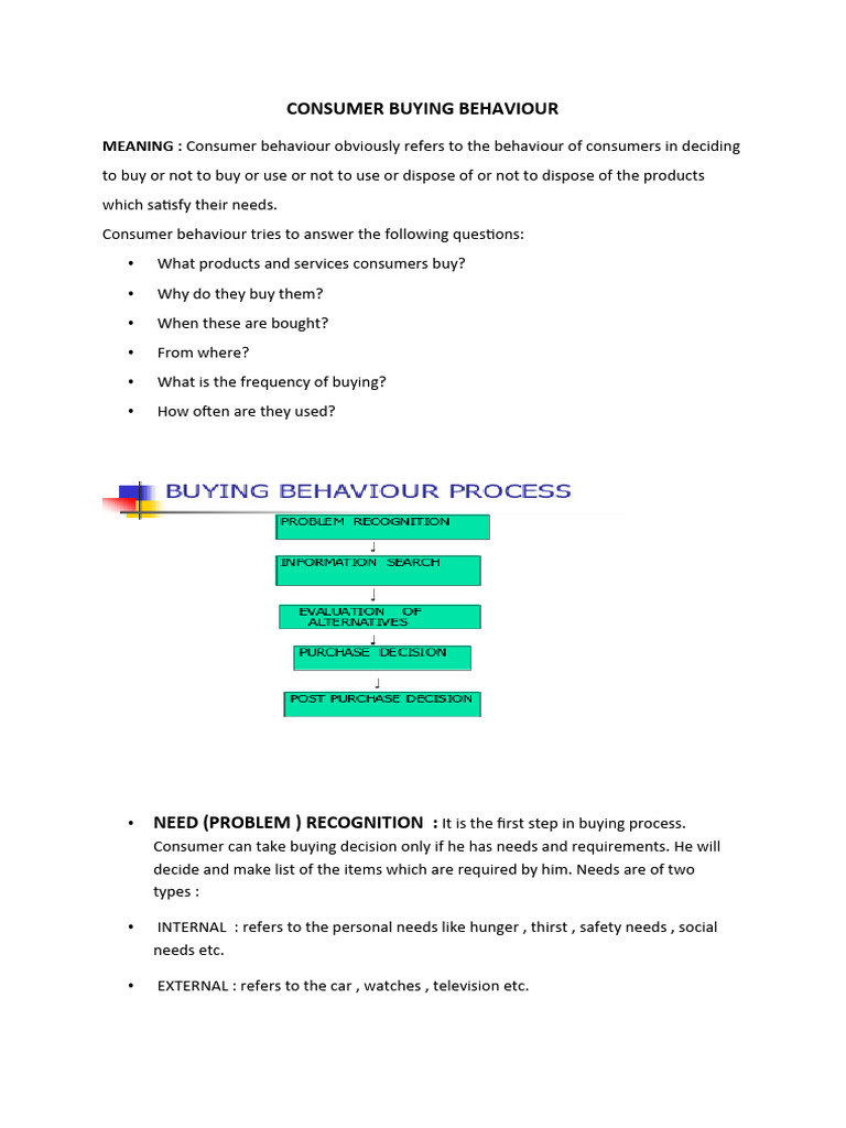 Consumer Buying Behaviour Pdf Consumer Behaviour Behavior