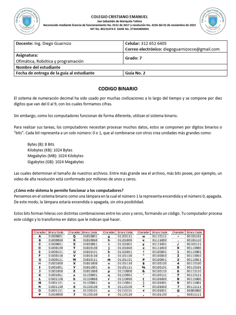 Introducción al Código Binario | PDF | Hardware de la computadora ...