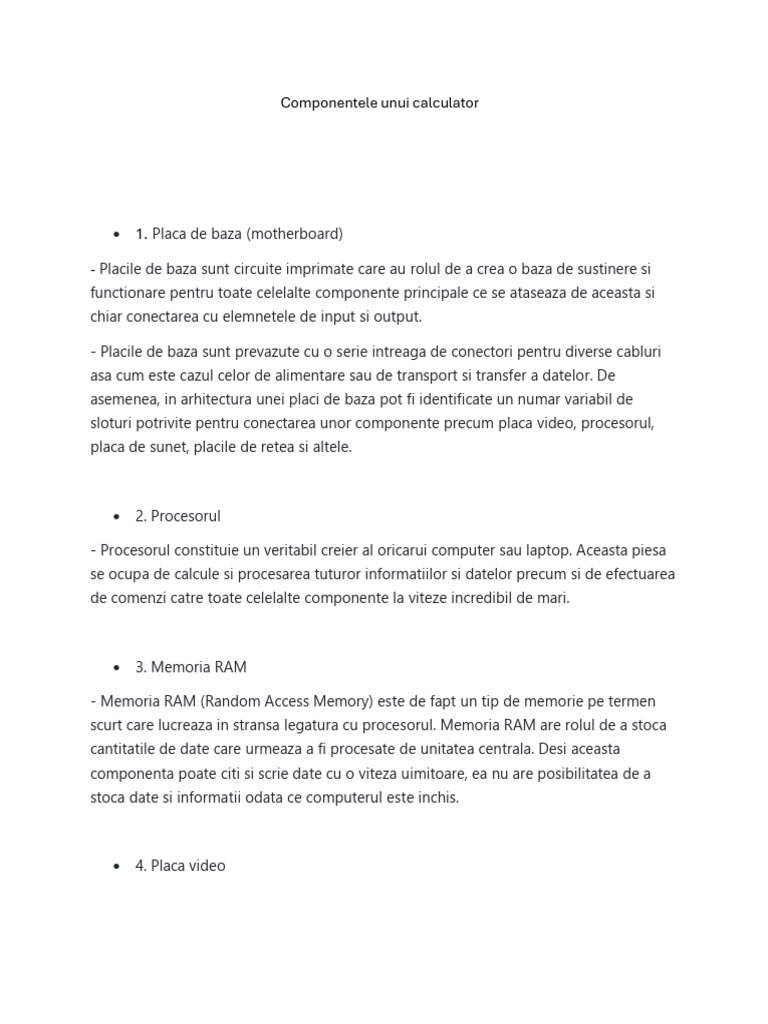 Componentele Unui Calculator | PDF
