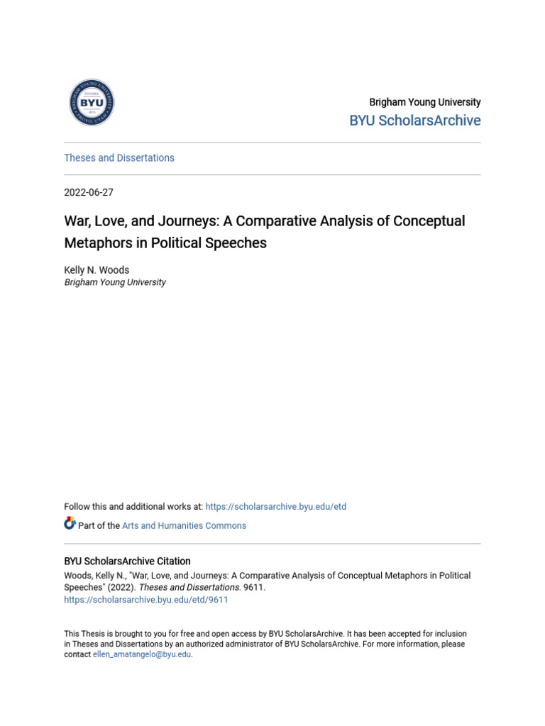 War Love and Journeys - A Comparative Analysis of Conceptual Met | PDF ...