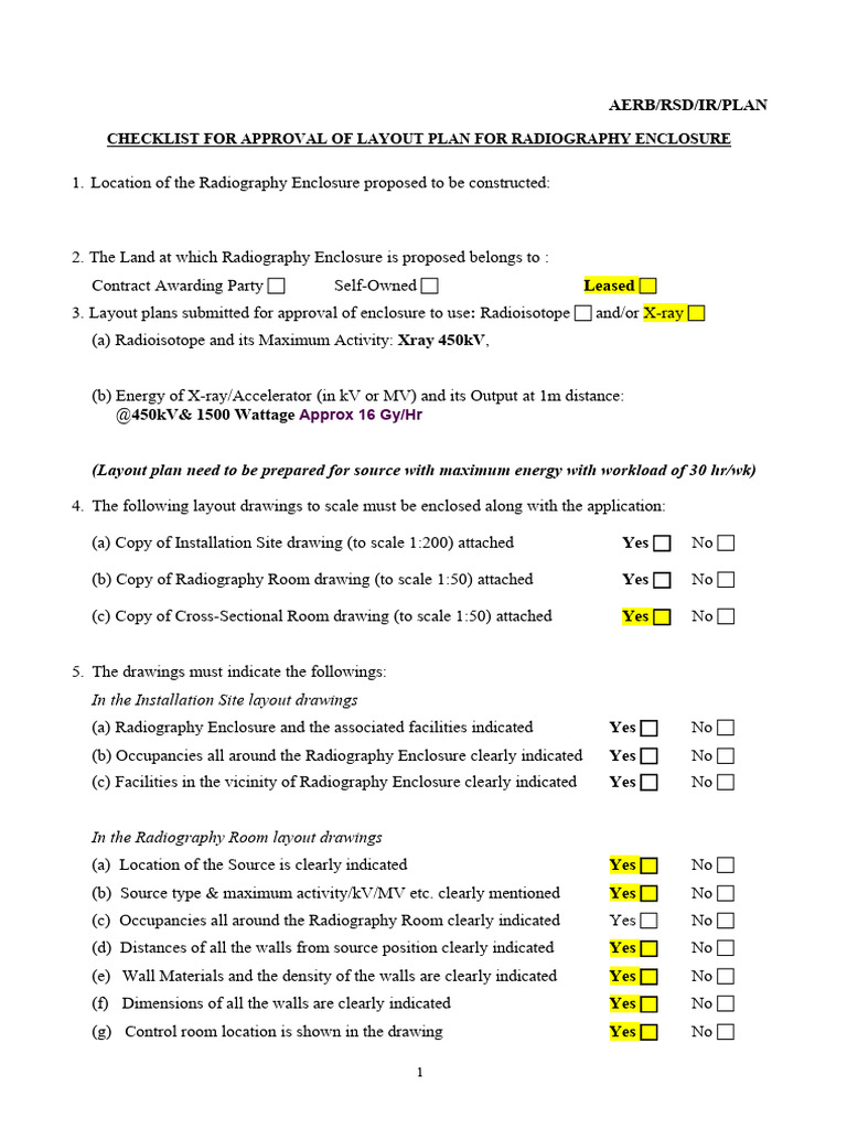 Radiography Enclosure Approval Checklist | PDF | Radiography | X Ray