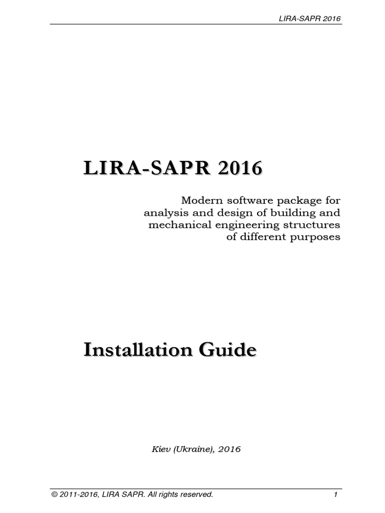 Inst LIRA SAPR2016 Eng | PDF | Computer Hardware | Installation ...