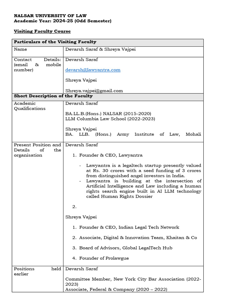 VF SSS Course Outline - Access To Justice Through Legal Tech | PDF ...