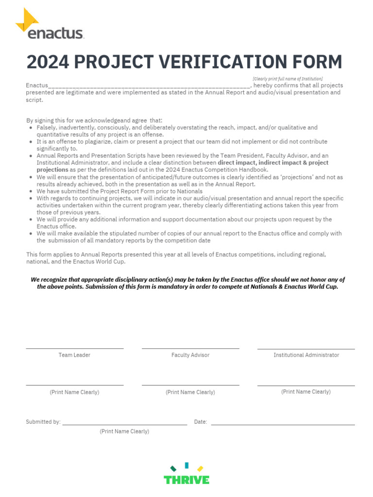 2024 Enactus Project Verification Form | PDF