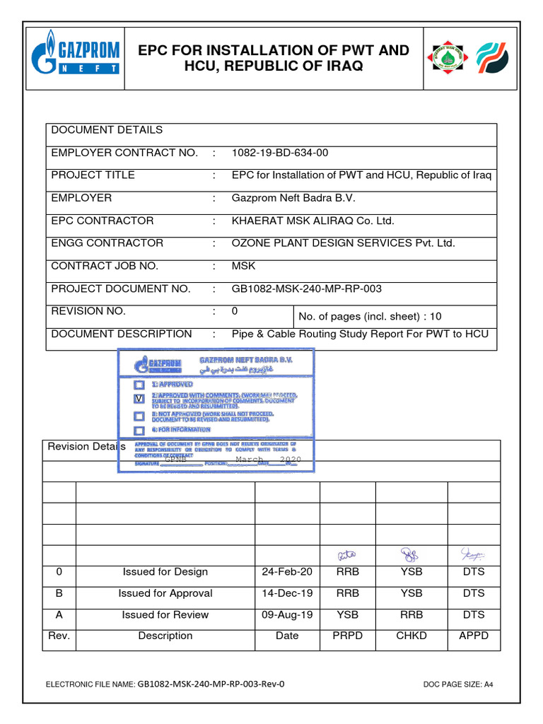 Image showcasing GB1082-MSK-240-MP-RP-003 - 0 Pipe & Cable Routing Study Report For PWT ...