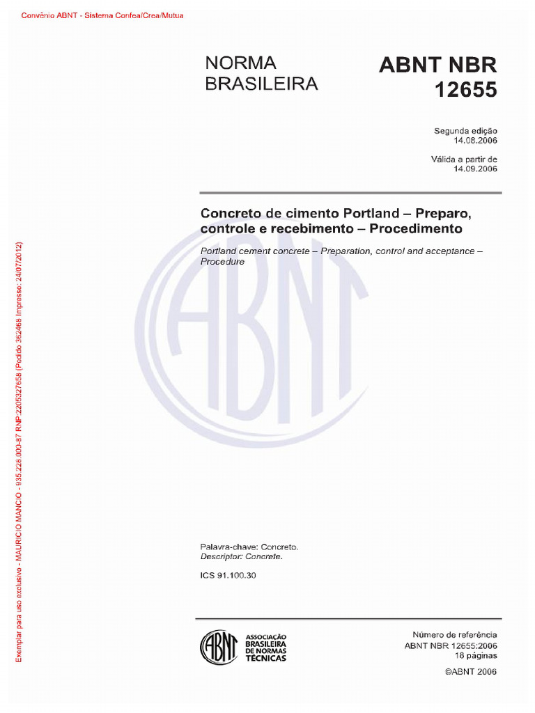 Abnt NBR 12655 - 2006 | PDF