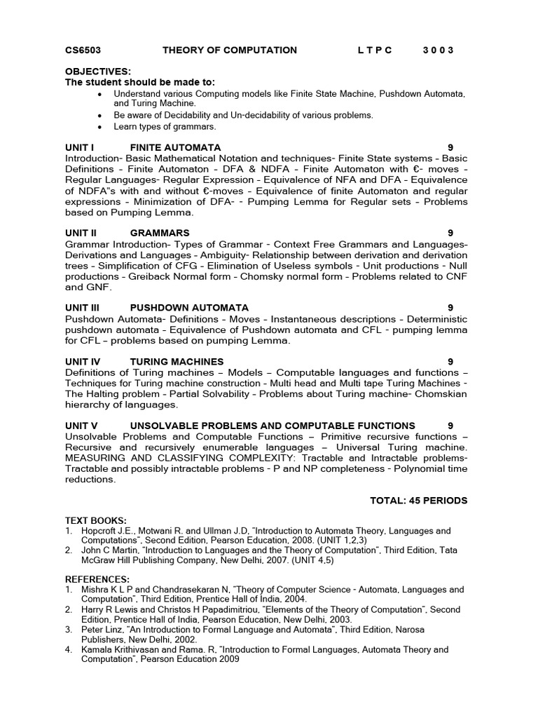 CS6503 Theory of Computation Notes | PDF | Computational Complexity ...