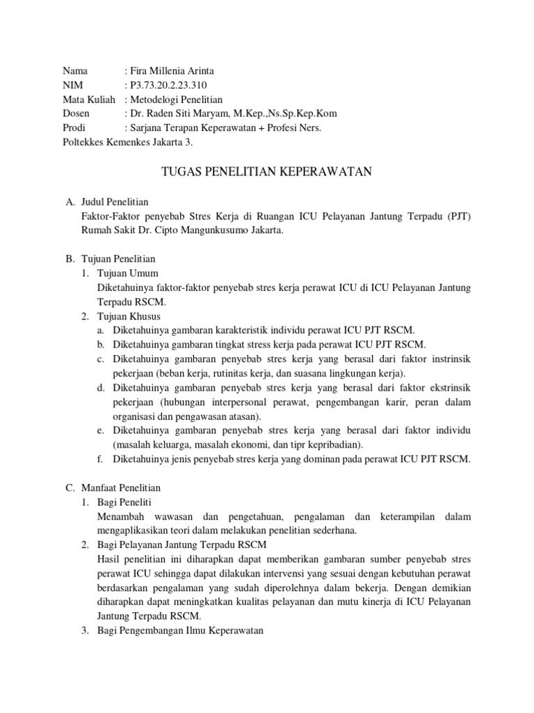 Stres Kerja Perawat ICU di RSCM | PDF | Karier & Perkembangan ...