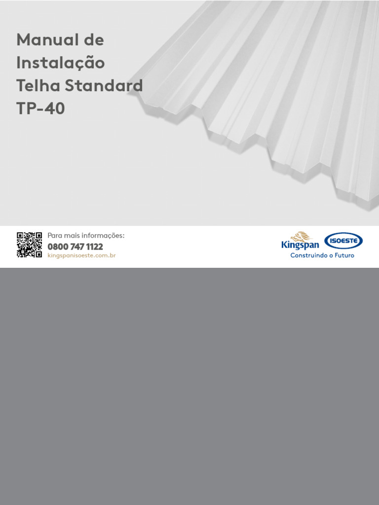 Manual de Instalacao Telha Standard TP 40 | PDF | Parafuso | Guindaste ...