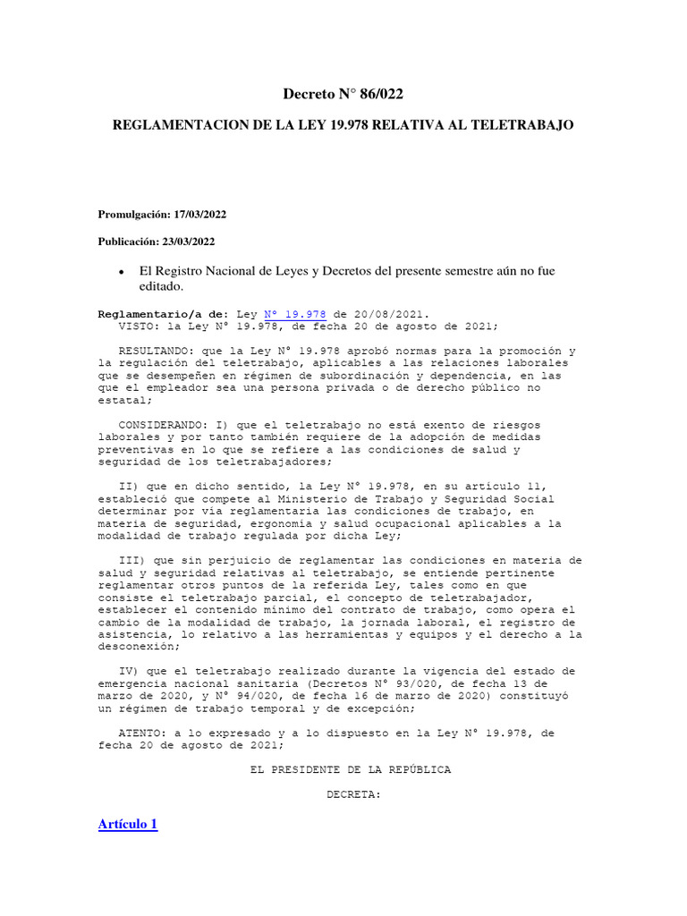 Dec 86 22 | PDF | Derecho laboral | Tiempo de trabajo