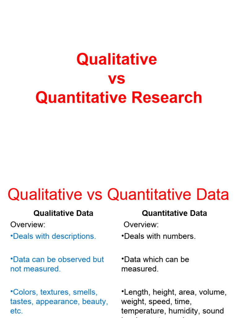Research Methods: Qual vs Quant | PDF | Quantitative Research ...