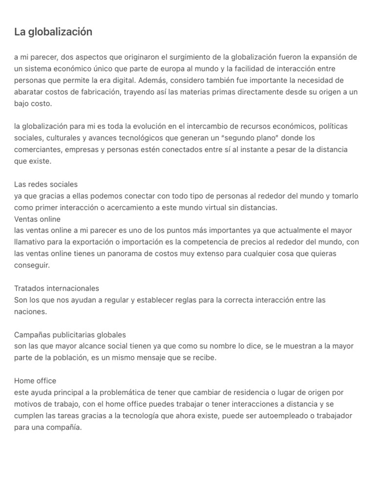 Impacto de la Globalización en el Comercio | PDF | Política