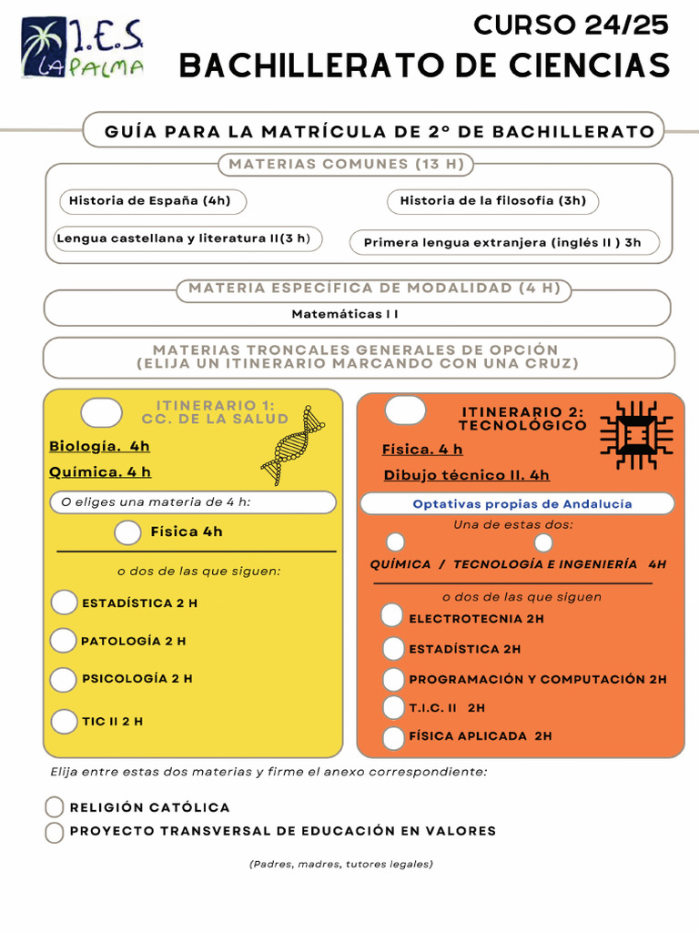 Guía para Matricularse en 2º BAC de CT | PDF