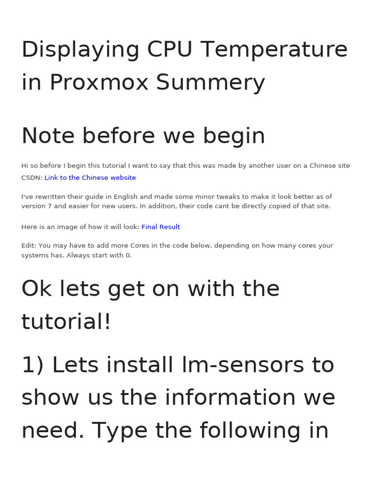 Displaying cpu temperature in proxmox summery pdf software