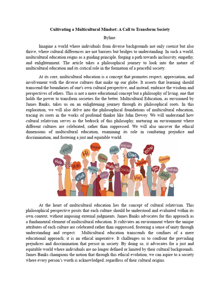 Cultivating A Multicultural Mindset | PDF | Multiculturalism | Relativism