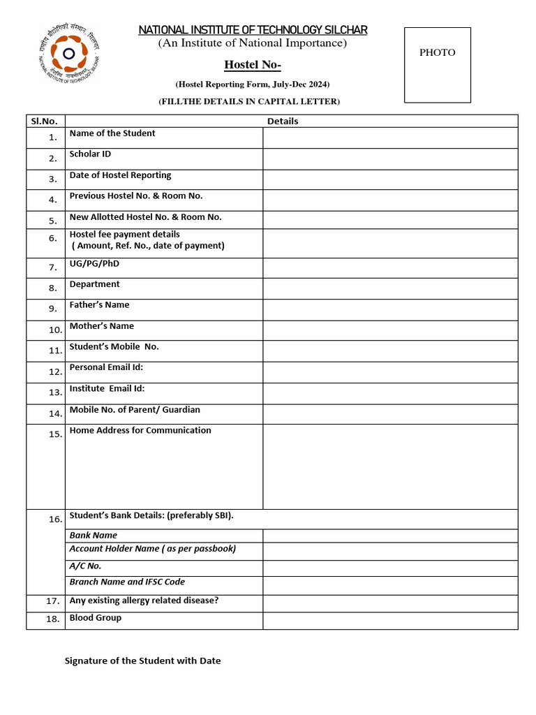 Hostel Reporting From July-Dec 2024 | PDF