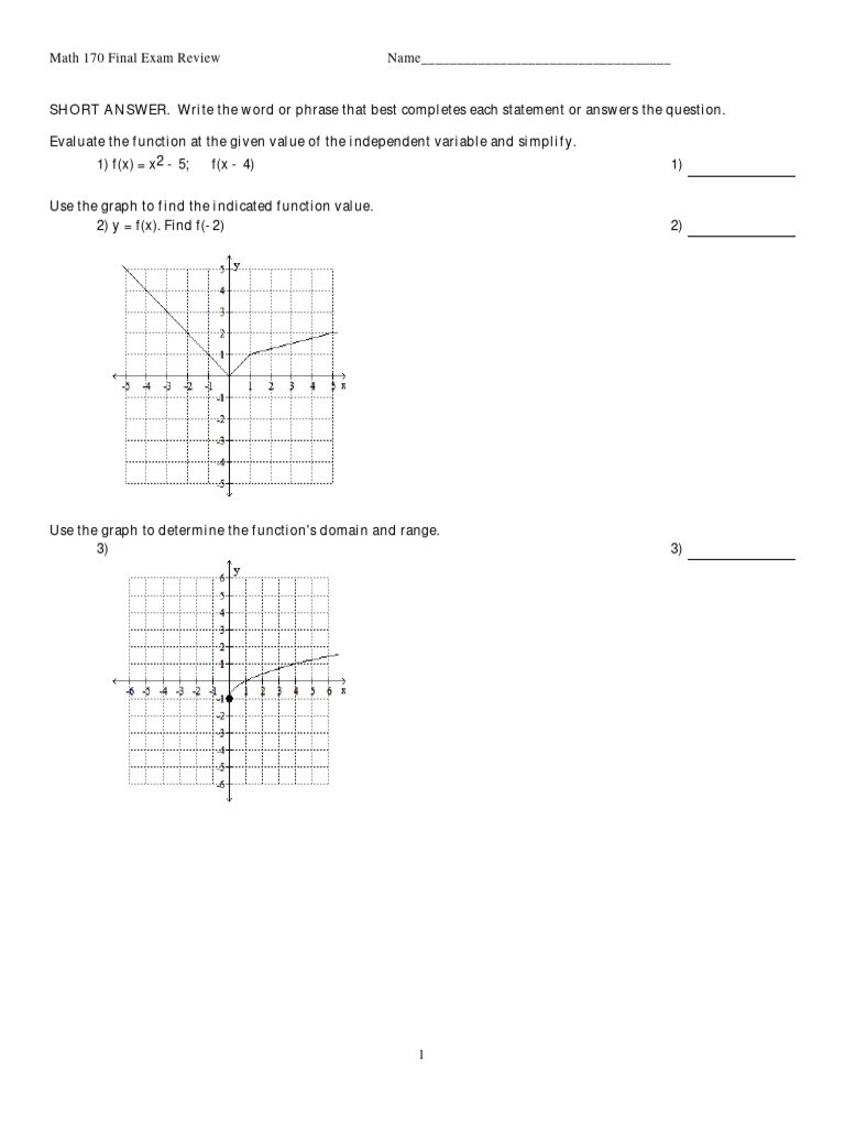 Precalculus Final Exam Review Guide | PDF | Quadratic Equation ...