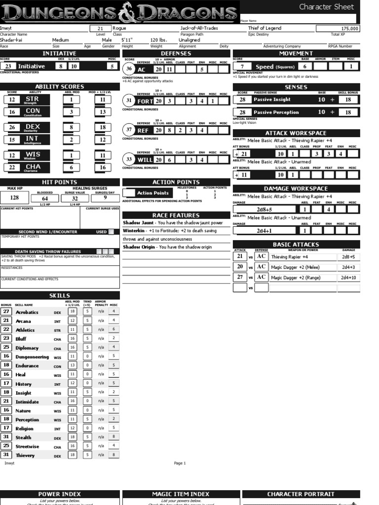 STR CON DEX INT WIS CHA: Initiative Initiative Defenses Movement Speed ...