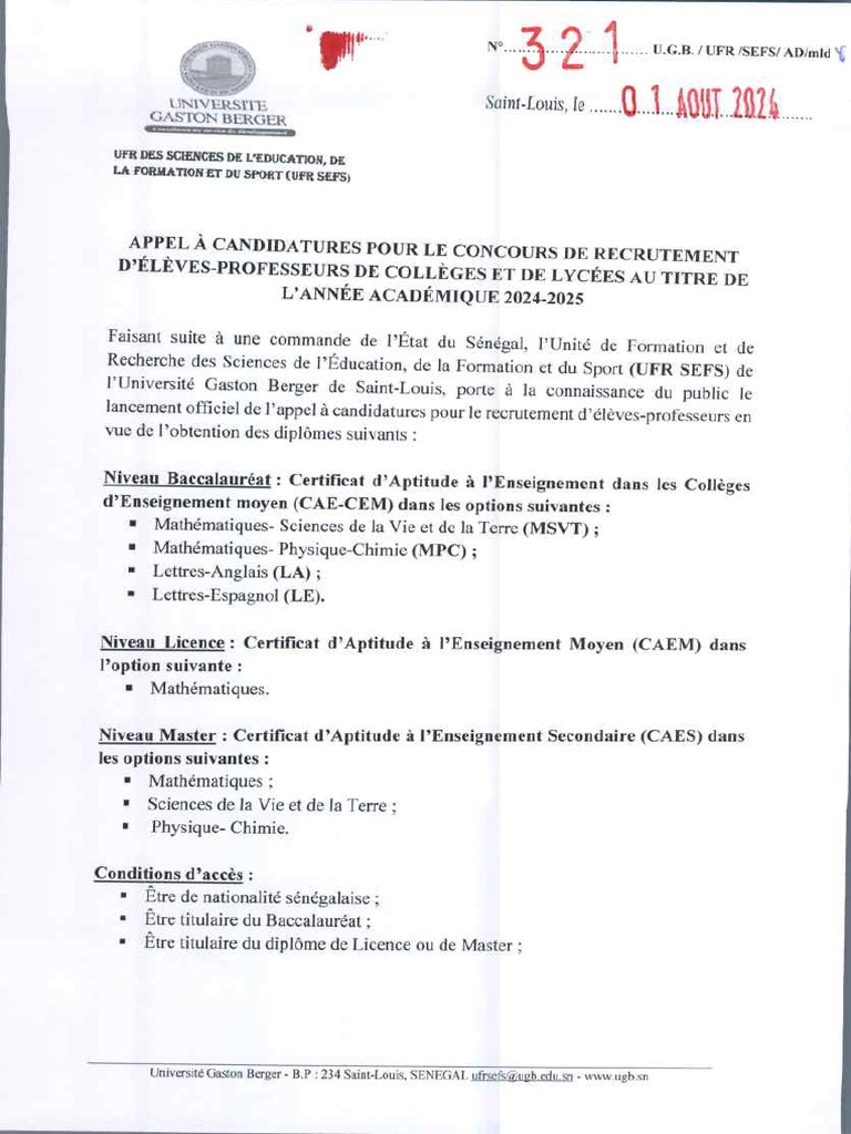 Appel À Candidatures Pour Le Concours de Recrutement D'élèves ...