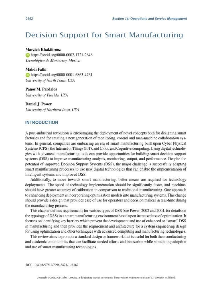 Decision Support For Smart Manufacturing | PDF | Decision Support ...