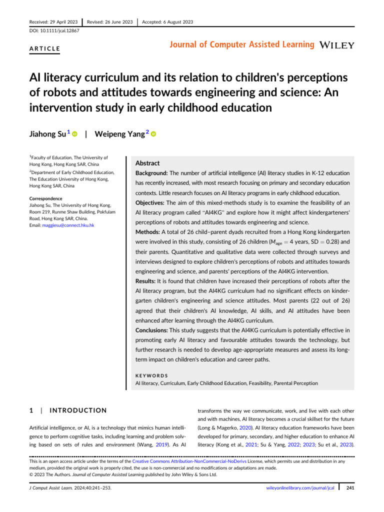 AI Literacy in Early Childhood Education | PDF | Artificial ...