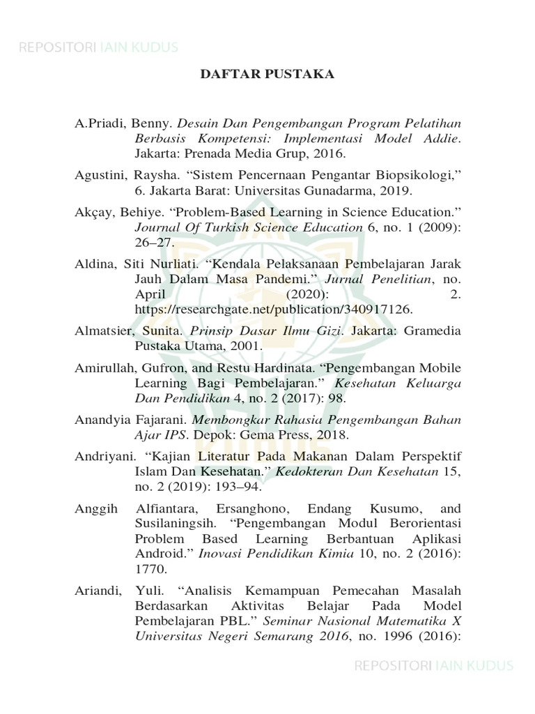 Daftar Pustaka Pendidikan dan Pembelajaran | PDF