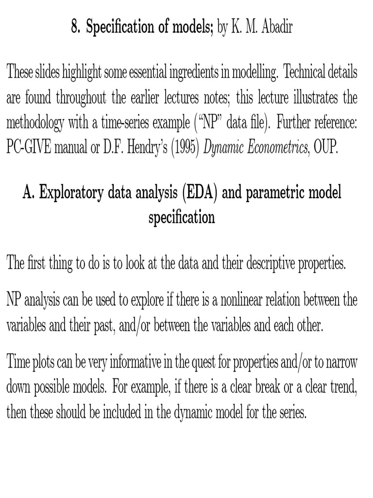Time-Series Model Specification Guide | PDF | Regression Analysis ...