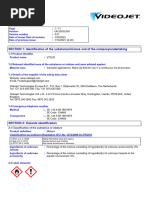 Videojet Make-Up Fluid: Safety Data Sheet | PDF | Toxicity | Chemistry