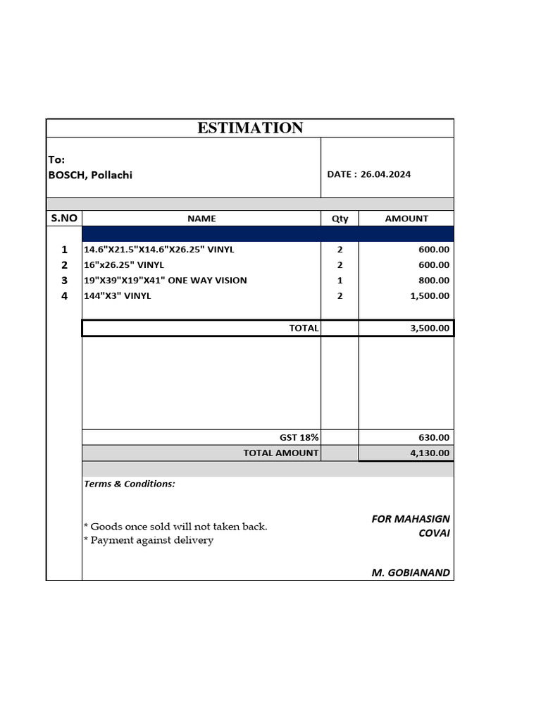 Vinyl and One Way Vision Invoice | PDF