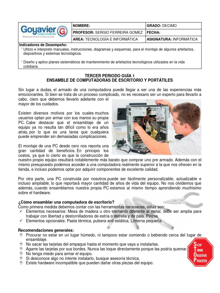 Guía para ensamblar computadoras PC | PDF | Hardware de la computadora ...