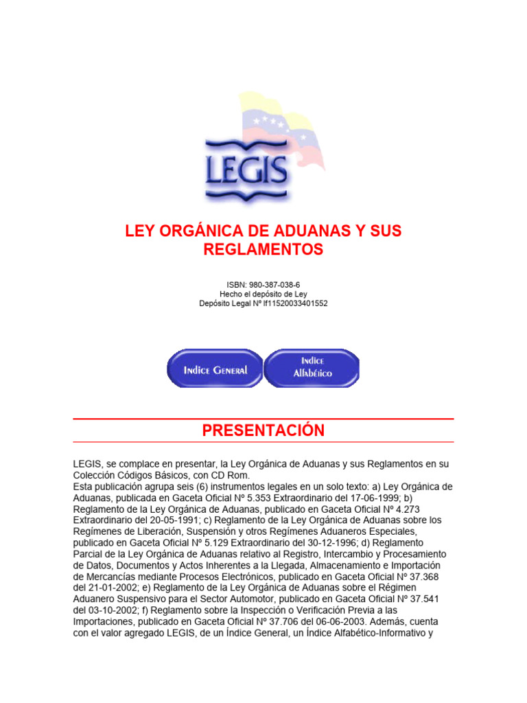 Ley Orgánica de Aduanas y Reglamentos | PDF | aduana | Gobierno