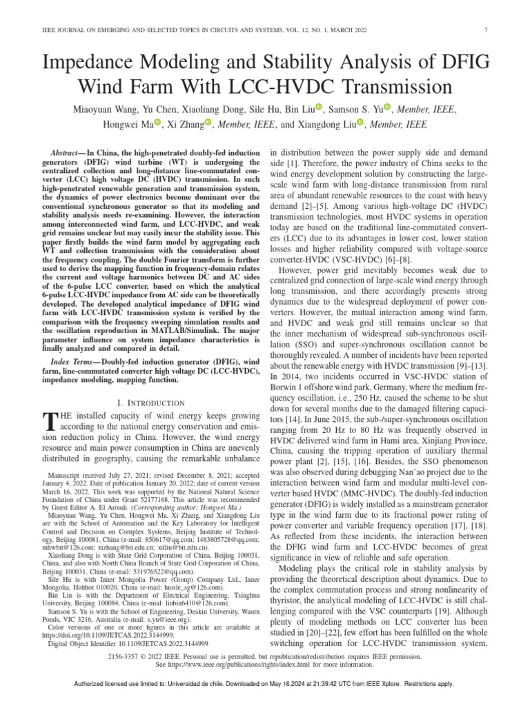 2022 Impedance - Modeling - and - Stability - Analysis - of - DFIG ...