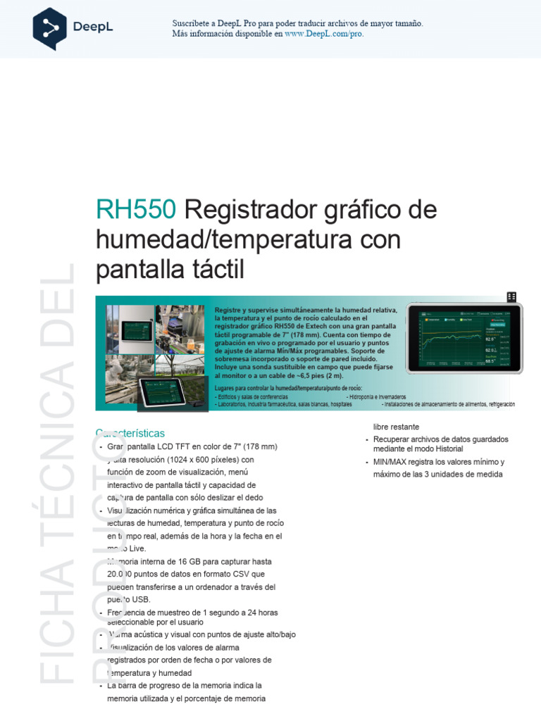 Registrador Grafico de Humedad y Temperatura Rh550 Es-Es | PDF ...
