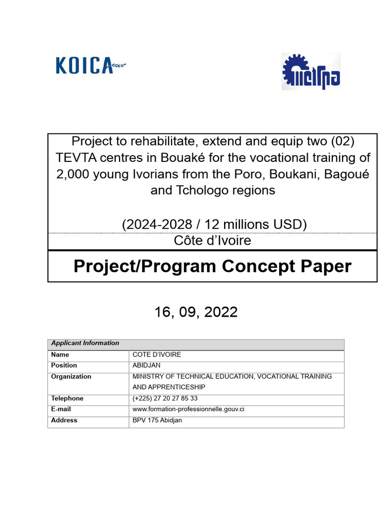 2024 Project Concept Paper (Bilateral) - 26092022 | PDF | Vocational ...