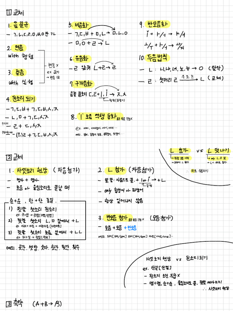국어 문법 음운의 변동 필기 - 240217 - 200335 | PDF