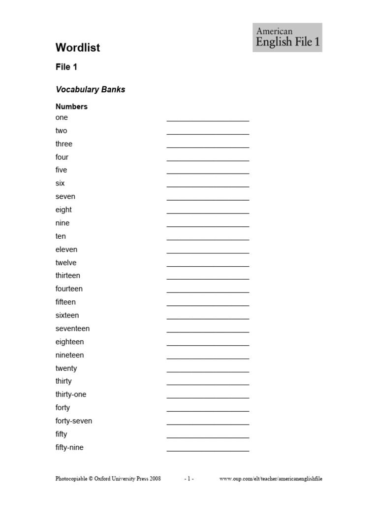 Vocabulary Wordlist for ESL Learners | PDF