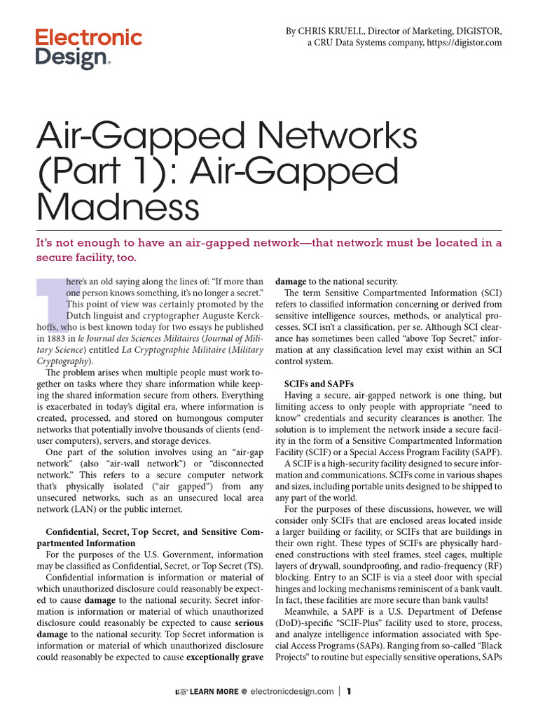 Understanding Air-Gapped Networks | PDF | Classified Information In The ...