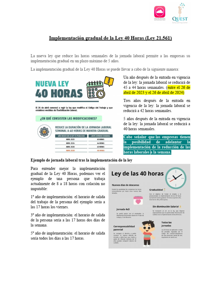 Implementación Gradual de La Ley 40 Horas | PDF