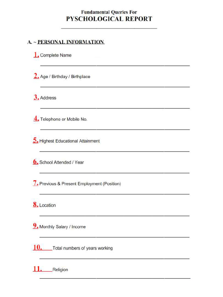 Fundamental Queries of Psychological Report | PDF | Business | Social ...