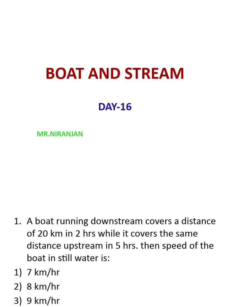 Boat and Stream Speed Problems | PDF | Speed | Rates