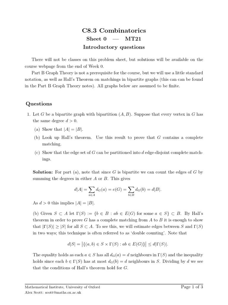 Combinatorics and Graph Theory Problems | PDF | Vertex (Graph Theory ...